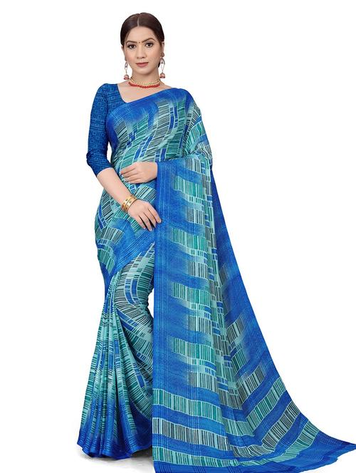 abstract printed woven saree with blouse - 19695625 - Very Small Image - 1