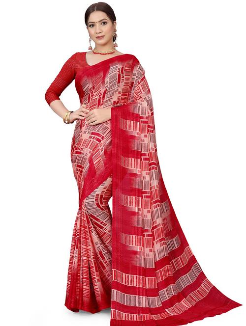 abstract printed woven saree with blouse - 19695626 - Very Small Image - 1
