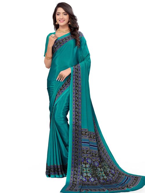 solid woven printed border saree with blouse - 19695693 - Very Small Image - 1