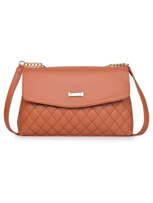 tan leatherette (pu) sling bag - 19695802 - Very Small Image - 1