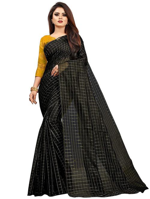 chanderi check print saree with blouse - 19696443 - Very Small Image - 1