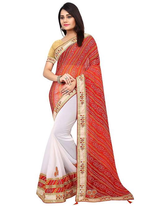 self designed bandhani print saree - 19696574 - Very Small Image - 1
