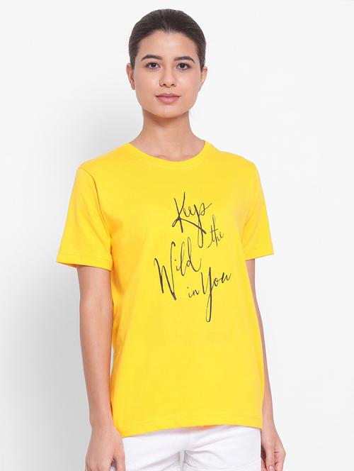 women's chest print round neck t-shirt - 19696782 - Very Small Image - 1