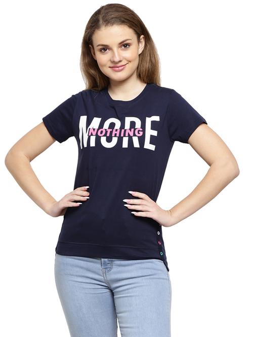 women's chest print crew neck t-shirt - 19696931 - Very Small Image - 1