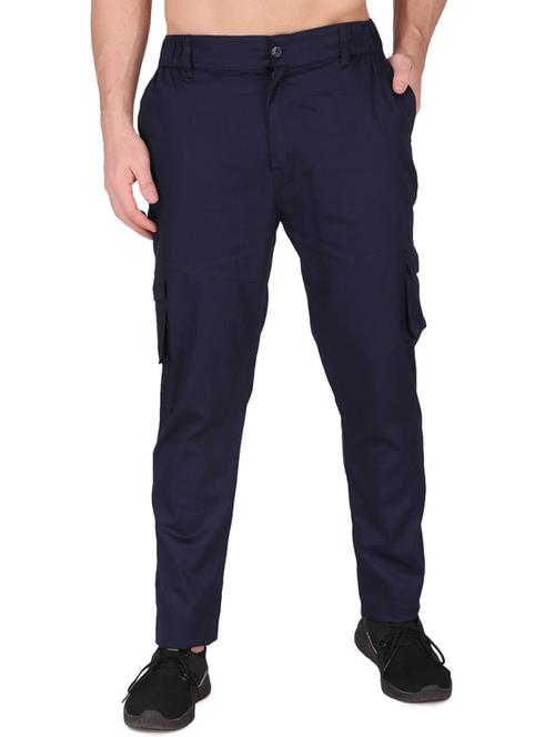 dark blue cotton cargos casual trousers - 19697011 - Very Small Image - 1
