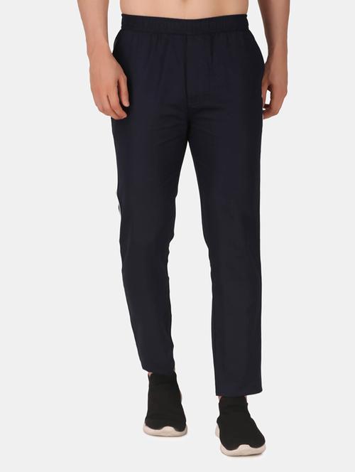 blue cotton blend full length track pant - 19697047 - Very Small Image - 1
