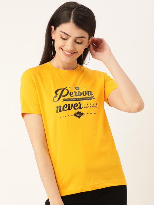 women's chest print round neck t-shirt - 19697217 - Very Small Image - 1
