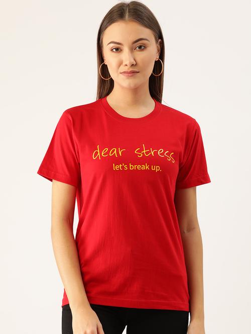 women's chest print round neck t-shirt - 19697222 - Very Small Image - 1