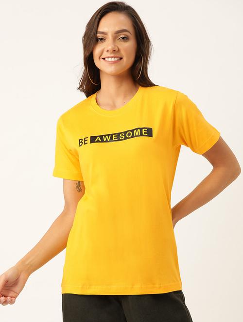 women's chest print round neck t-shirt - 19697304 - Very Small Image - 1