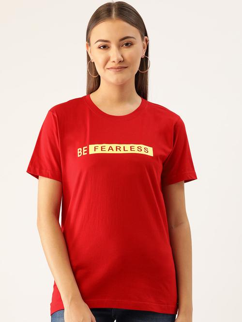 women's chest print round neck t-shirt - 19697309 - Very Small Image - 1