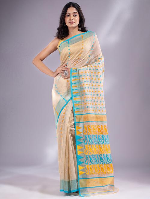 offwhite cotton silk saree - 19697500 - Very Small Image - 1