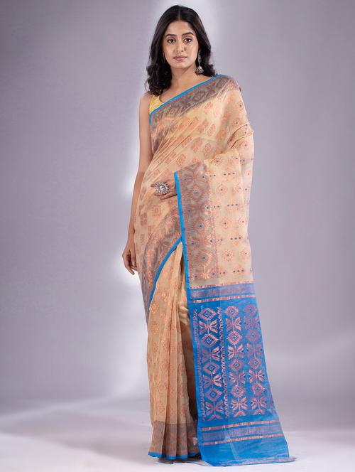 beige cotton silk saree with blouse - 19697503 - Very Small Image - 1