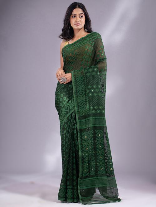 green cotton silk saree with blouse - 19697509 - Very Small Image - 1