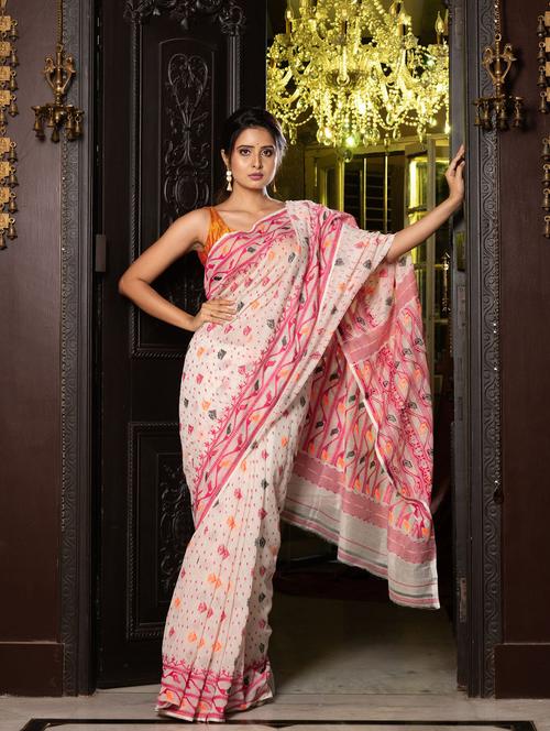 offwhite cotton silk saree with blouse - 19697715 - Very Small Image - 1