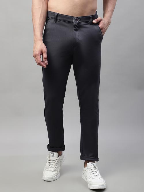grey cotton blend chinos casual trousers - 19697931 - Very Small Image - 1