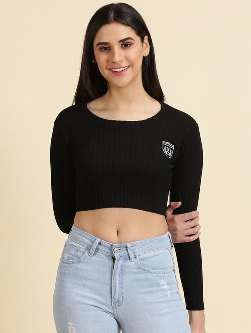 women's crop boat neck top - 19698988 - Very Small Image - 1