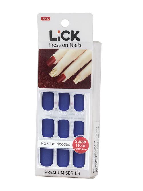 lick 12 pcs matte blue reusable square shape press on nails with application kit - 19699357 - Very Small Image - 1