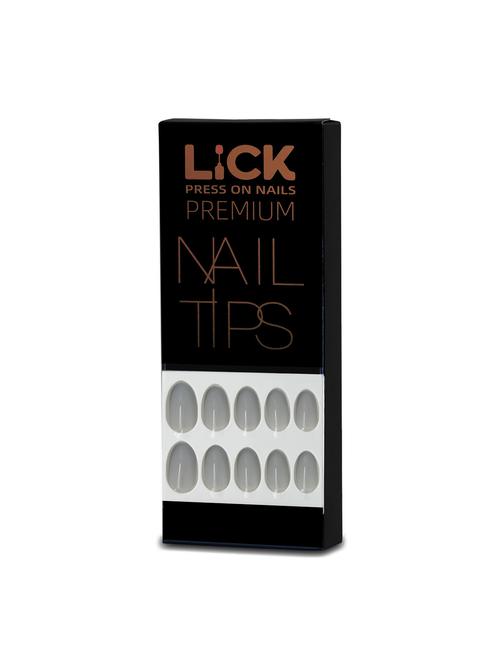 lick 12 pcs grey oval shape artificial/fake reusable acrylic press on nails with application kit - 19699366 - Very Small Image - 1