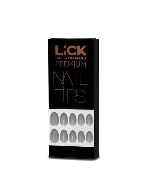 lick 12 pcs light grey oval shape artificial/fake reusable acrylic nails with application kit - 19699367 - Very Small Image - 1