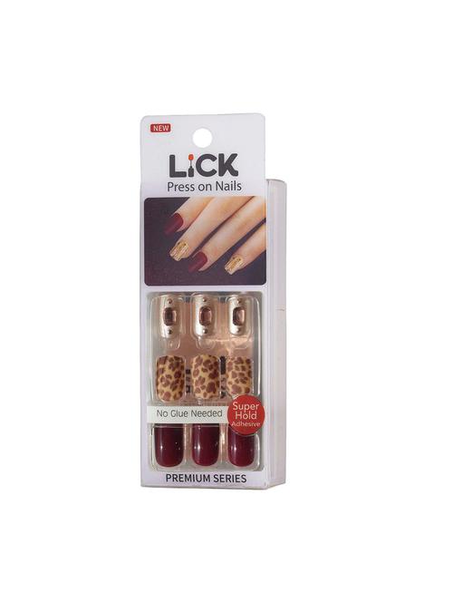 lick 12 pcs maroon square shape reusable acrylic/fake/false press on nails with application kit - 19699373 - Very Small Image - 1
