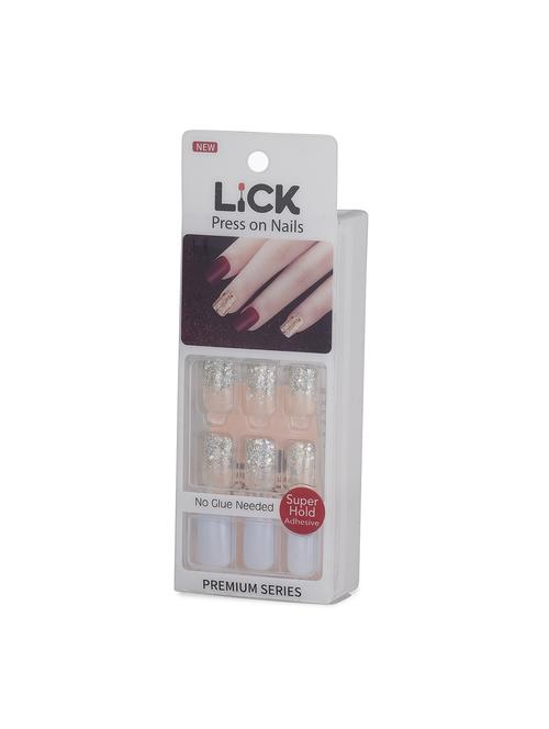 lick 12 pcs baby blue squared oval acrylic artificial/false press on nails with application kit - 19699375 - Very Small Image - 1