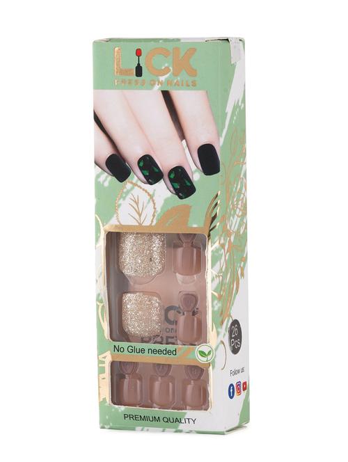 lick 12 pcs nude brown square shape false reusable acrylic toe press on nails with application kit - 19699382 - Very Small Image - 1