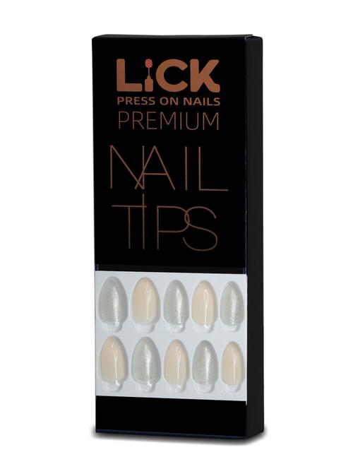 lick 12 pcs nude & grey ombre false acrylic reusable press on nails art kit with application kit - 19699392 - Very Small Image - 1