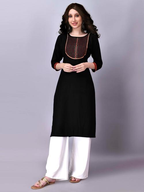 round neck straight kurta - 19699430 - Very Small Image - 1