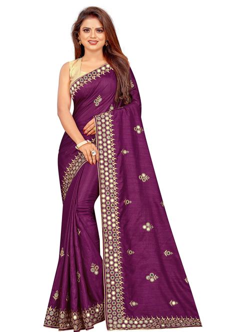 purple silk saree with blouse - 19699515 - Very Small Image - 1