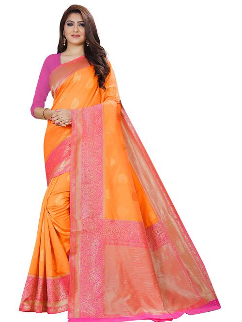 orange silk kanjivaram saree - 19699534 - Very Small Image - 1
