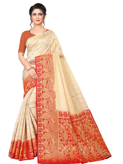 self design kanjivaram saree with blouse - 19699578 - Very Small Image - 1