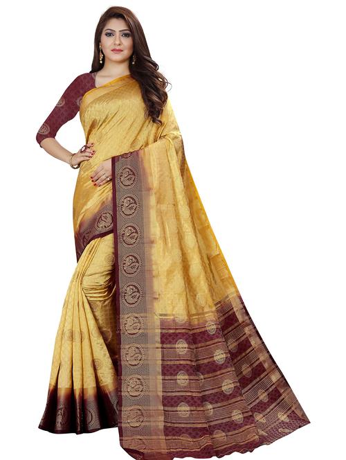 self design kanjivaram saree with blouse - 19699581 - Very Small Image - 1