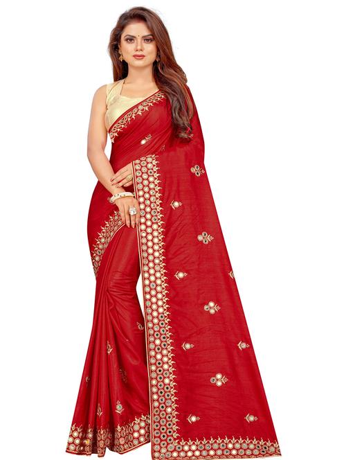 red silk saree - 19699602 - Very Small Image - 1
