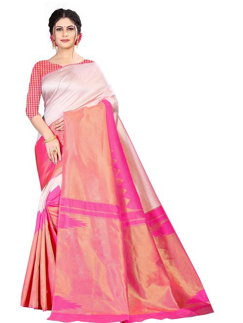 pink silk saree with blouse - 19699610 - Very Small Image - 1