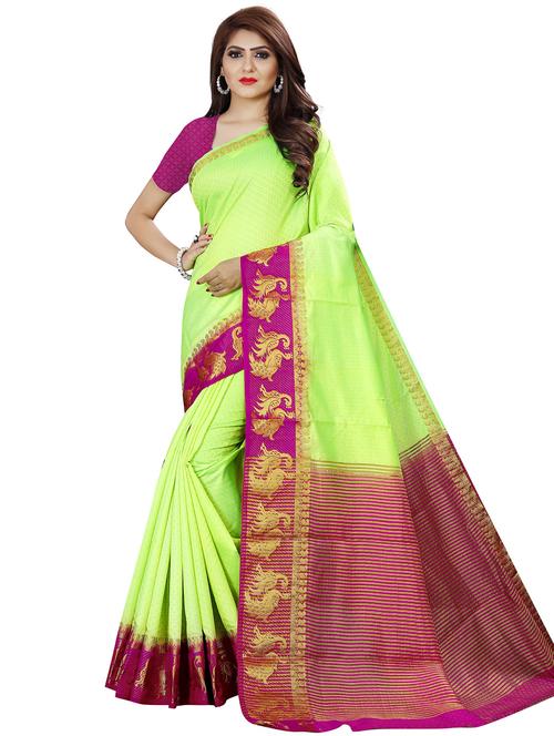green jacquard kanjivaram saree with blouse - 19699644 - Very Small Image - 1