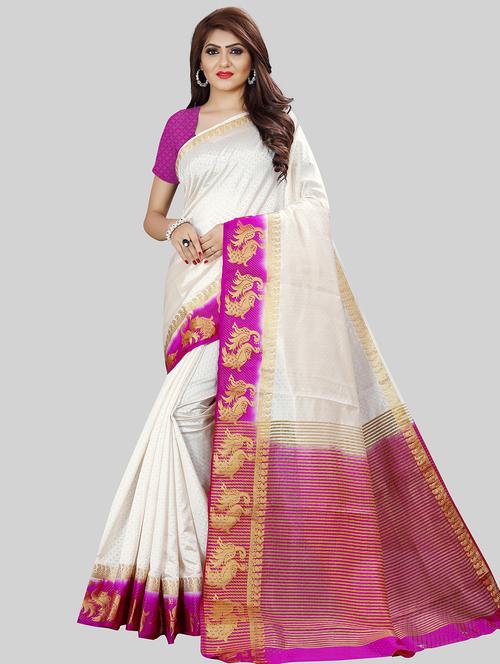 self design kanjivaram saree with blouse - 19699651 - Very Small Image - 1