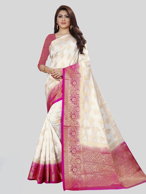 self design kanjivaram saree with blouse - 19699714 - Very Small Image - 1