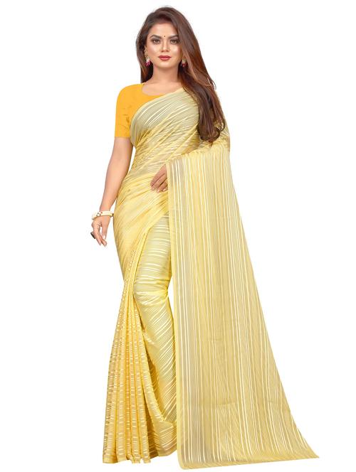yellow chiffon saree with blouse - 19699763 - Very Small Image - 1
