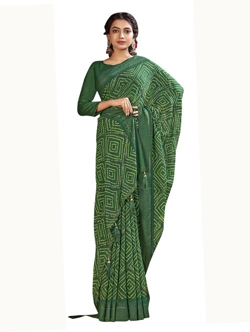 bandhani print woven saree with blouse - 19699850 - Very Small Image - 1