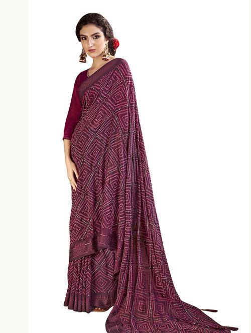 bandhani print woven saree with blouse - 19699855 - Very Small Image - 1
