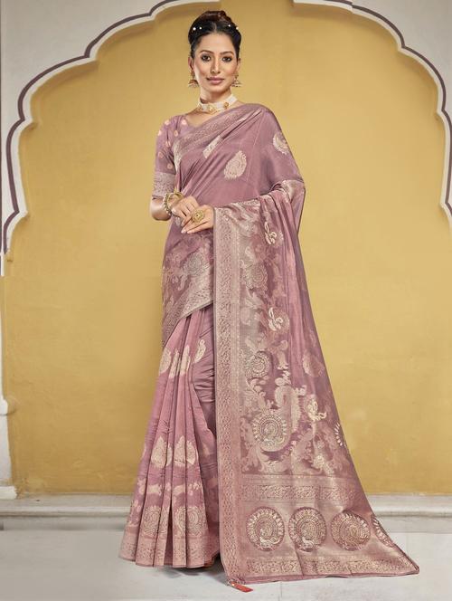 ethnic motif woven saree with blouse - 19699874 - Very Small Image - 1