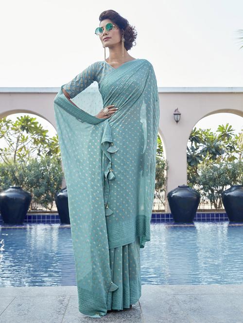 self designed woven saree with blouse - 19699884 - Very Small Image - 1