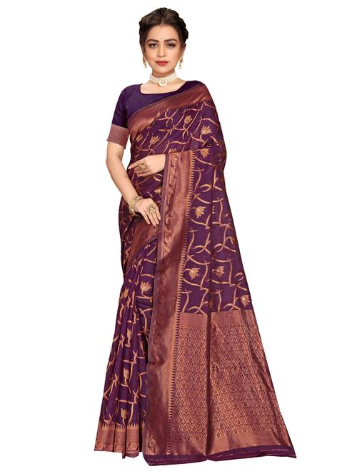 self designed woven golden border saree with blouse - 19699888 - Very Small Image - 1