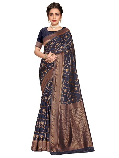 self designed woven golden border saree with blouse - 19699890 - Very Small Image - 1