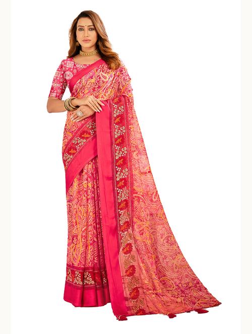 paisley print woven saree with blouse - 19700026 - Very Small Image - 1