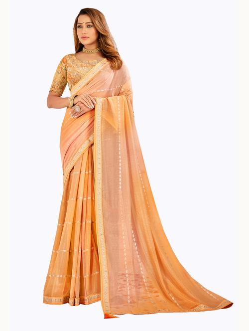 foil print woven saree with blouse - 19700034 - Very Small Image - 1