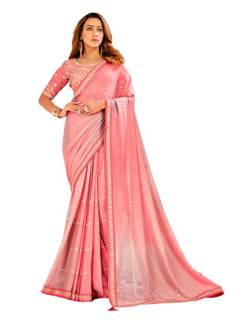 foil print woven saree with blouse - 19700036 - Very Small Image - 1