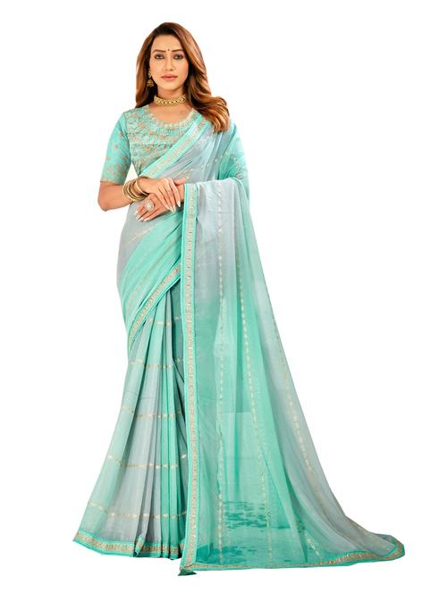 foil print woven saree with blouse - 19700037 - Very Small Image - 1