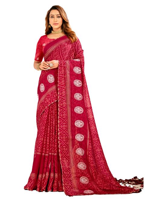 bandhani print woven saree with blouse - 19700077 - Very Small Image - 1