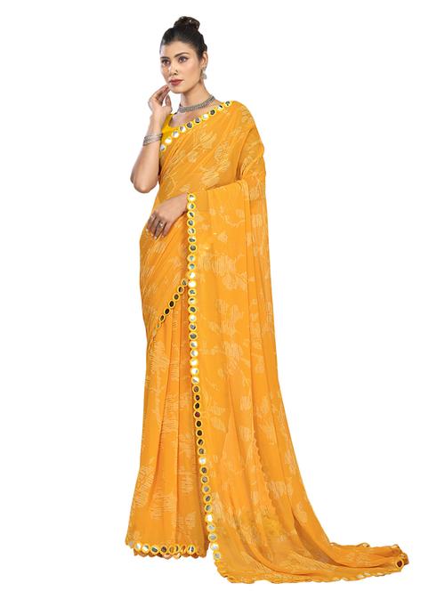 printed woven saree with blouse - 19700087 - Very Small Image - 1